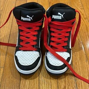 Puma Kids High-Top Sneakers - Black and White